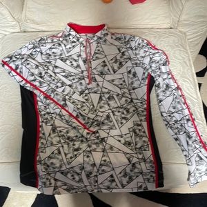 Tail M long sleeve golf shirt 1/4 zip red white black